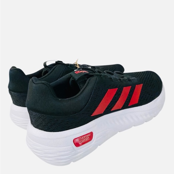 Adidas Mens Cloudfoam Comfy Elastic Lace Sneaker Shoes Black/Red IH3609 Size 7.5 - Picture 4 of 14